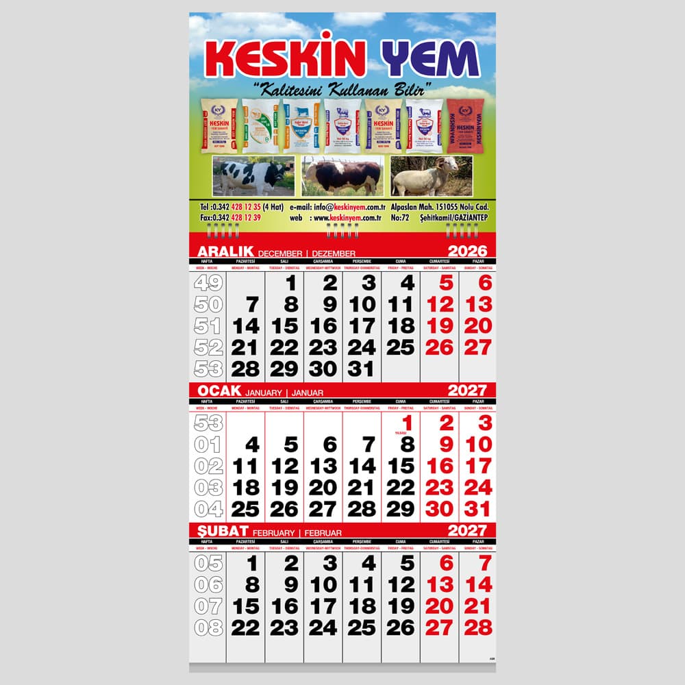 Ekonomik Küçük Boy Gemici Takvim 31 x 63 cm – GMC-03