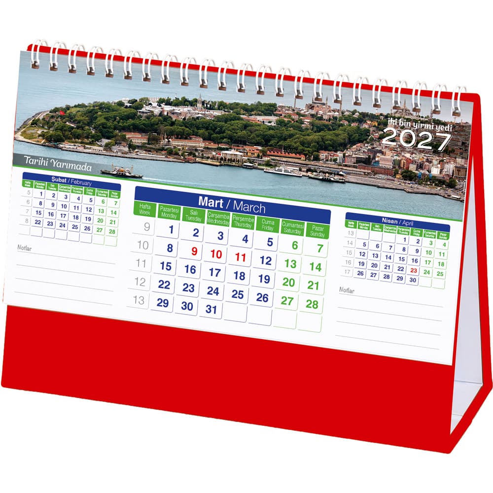 Manzara Masa Takvimi Taslama - Kırmızı – AMT-01-TK