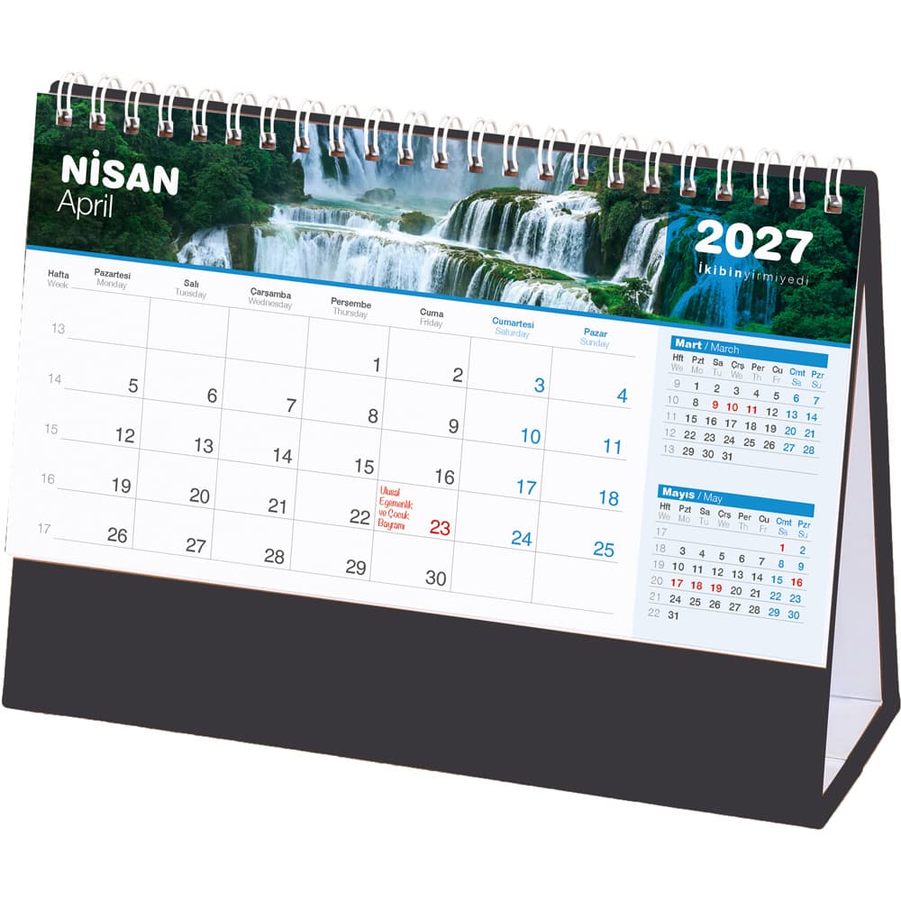 Şelale Masa Takvimi Taslama - Siyah – AMT-04-TS