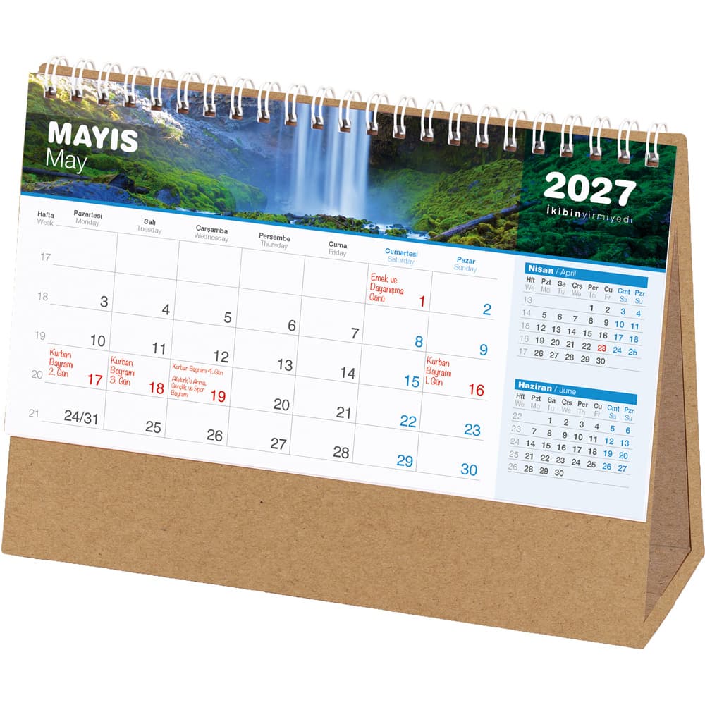 Şelale Masa Takvimi Kraft - Taslama – AMT-04-KRFT